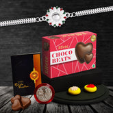 (K1_A4_CB32) Multicolor Rakhi Combo with Chocolate Beats , Silver Color Pooja Coin, Roli Chawal & Greeting Card | Occasion | Rakhi for brother with gift | bracelets for men stylish |rakhi combo for brother | Set of 1 Rakhi | Rakhi Chocolate