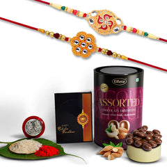 (K2_528+531_AS) Rakhi Combo & Assorted Chocolate Dryfruits 96gm| Rakhi & Chocolate for brother | Fancy Rakhis for men stylish | rakhi with gift | Rakhi Combo | Set of 2 | Chocolate