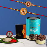 (K2_531+532_CM) Rakhi Combo with Chocolate Magic | Rakhi for brother with gift | Fancy Rakhis for men stylish |rakhi combo for brother | Set of 2 Rakhi | Chocolate |