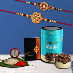 (K2_531+532_CM) Rakhi Combo with Chocolate Magic | Rakhi for brother with gift | Fancy Rakhis for men stylish |rakhi combo for brother | Set of 2 Rakhi | Chocolate |