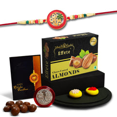 (K1_518_CA32) Rakhi Combo with Chocolate Almonds 32gm| Rakhi for brother with gift | chocolate gift pack |rakhi with Chocolate Gift Hemper | Fancy Rakhi for men | Set of 1 |