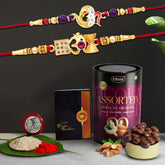 Beautiful Rakhi For Brother | OM Rakhi | Peacock Rakhi | Set Of 2 with Choco Magic, Pooja Coin (K1_510_AS)