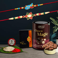 (K2_267+271_EM) Rakhi Combo with Chocolate Magic, Rakhi & Chocolate for brother, Fancy Rakhis for men stylish, rakhi with gift, Rakhi Combo, Set of 2, Chocolate