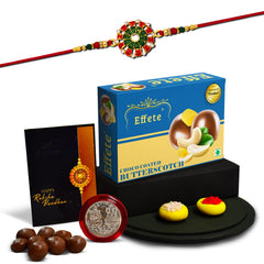 (K1_553_BS32) Rakhi Combo with Chocolate Butter Scotch 32gm| Rakhi for brother with gift | chocolate gift pack |rakhi with Chocolate Gift Hemper | Fancy Rakhi for men | Set of 1 |