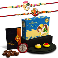 (K2_251+258_BS32) Rakhi Combo with Chocolate Butter Scotch 32gm, Rakhi & Chocolate for brother, Fancy Rakhis for men stylish, rakhi with gift, Rakhi Combo, Set of 2, Chocolate
