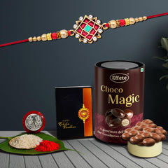 (K1_418_EM) Rakhi Combo with Chocolate Magic | Rakhi for brother with gift | chocolate gift pack |rakhi with Chocolate Gift Hemper | Fancy Rakhi for men | Set of 1 |
