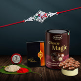 (K1_A42_EM) Rakhi Combo with Chocolate Magic | Rakhi for brother with gift | chocolate gift pack |rakhi with Chocolate Gift Hemper | Fancy Rakhi for men | Set of 1 |