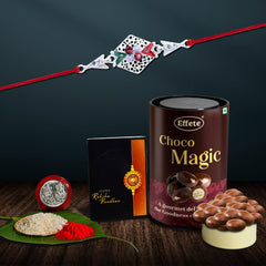 (K1_A42_EM) Rakhi Combo with Chocolate Magic | Rakhi for brother with gift | chocolate gift pack |rakhi with Chocolate Gift Hemper | Fancy Rakhi for men | Set of 1 |