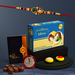 (K1_319_BS32) Rakhi Combo with Chocolate Butter Scotch 32gm | stylish rakhi for brother | Rakhi & Chocolate for brother | rakhi brother | rakhi with gift | handmade rakhi | Set of 1
