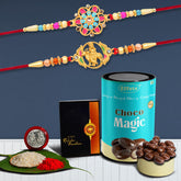 (K2_548+549_CM) Rakhi Combo with Chocolate Magic, Rakhi & Chocolate for brother, Rakhi with chocolate, rakhi with gift, Rakhi Combo, Set of 2 Rakhi, Chocolate