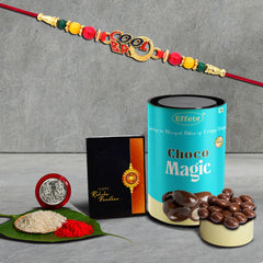 (K1_406_CM) Rakhi Combo & Chocolate Magic | Rakhi & Chocolate for brother | Fancy Rakhis for men stylish | rakhi with gift | Rakhi Combo | Set of 1 | Chocolate