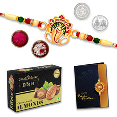 (K1_419_CA32) Rakhi Combo with Chocolate Almonds 32gm, Rakhi & Chocolate for brother, Fancy Rakhis for men stylish, rakhi with gift, Rakhi Combo, Set of 1, Chocolate