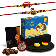 (K2_315+316_BS32) Rakhi Combo with Chocolate Butter Scotch 32gm | stylish rakhi for brother | Rakhi & Chocolate for brother | rakhi brother | rakhi with gift | handmade rakhi | Set of 2