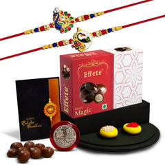 (K2_293+298_EM32) Rakhi Combo with Chocolate Magic 32gm, Rakhi for brother with gift, chocolate gift pack, rakhi with Chocolate Gift Hemper, Fancy Rakhis for men, Set of 2 Rakhi