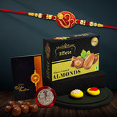 (K1_277_CA32) Rakhi Combo with Chocolate Almonds 32gm| Rakhi for brother with gift | Fancy Rakhis for men stylish |rakhi combo for brother | Set of 1 Rakhi | Chocolate |