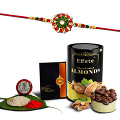 (K1_553_CA) Rakhi Combo & Chocolate Almonds 96gm| Rakhi & Chocolate for brother | Fancy Rakhis for men stylish | rakhi with gift | Rakhi Combo | Set of 1 | Chocolate