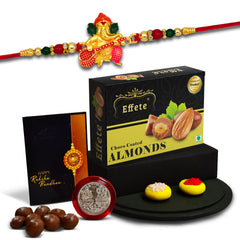 (K1_511_CA32) Rakhi Combo with Chocolate Almonds 32gm, Rakhi & Chocolate for brother, Fancy Rakhis for men stylish, rakhi with gift, Rakhi Combo, Set of 1, Chocolate