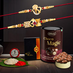 (K2_412+413_EM) Rakhi Combo with Chocolate Magic | Rakhi for brother with gift | chocolate gift pack |rakhi with Chocolate Gift Hemper | Fancy Rakhi for men | Set of 2 |