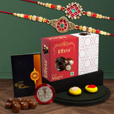 (K2_418+419_EM32) Rakhi with Chocolate Magic 32gm| Rakhi for brother with gift | handmade rakhi |rakhi combo for brother | stylish rakhi for brother | Set of 2 Rakhi |