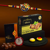 (K1_321_CA32) Rakhi with Chocolate Almonds 32gm| Rakhi for brother with gift | handmade rakhi |rakhi combo for brother | stylish rakhi for brother | Set of 1 Rakhi |