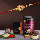 (K1_515_AS) Rakhi Combo with Assorted Chocolate Dryfruits 96gm| Rakhi for brother with gift | chocolate gift pack |rakhi with Chocolate Gift Hemper | Fancy Rakhi for men | Set of 1 |