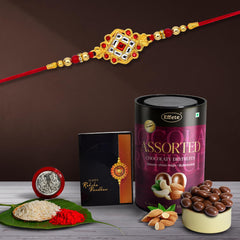 (K1_515_AS) Rakhi Combo with Assorted Chocolate Dryfruits 96gm| Rakhi for brother with gift | chocolate gift pack |rakhi with Chocolate Gift Hemper | Fancy Rakhi for men | Set of 1 |