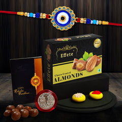 (K1_516_CA32) Rakhi Combo & Chocolate Almonds 32gm| Rakhi & Chocolate for brother | Fancy Rakhis for men stylish | rakhi with gift | Rakhi Combo | Set of 1 | Chocolate