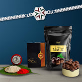 (K1_A9_CD) Multicolor Rakhi Combo with Chocolate Delight , Silver Color Pooja Coin, Roli Chawal & Greeting Card, Occasion, Rakhi & Chocolate for brother, Rakhi with chocolate, rakhi with gift, Rakhi Combo, Set of 1 Rakhi, Rakhi Chocolate Gif