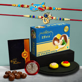 (K2_267+438_BS32) Rakhi Combo with Chocolate Butter Scotch 32gm| Rakhi for brother with gift | Fancy Rakhis for men stylish |rakhi combo for brother | Set of 2 Rakhi | Chocolate |