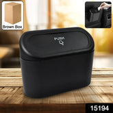Waterproof mini car trash can with push lid