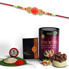 (K1_360_AS) Rakhi Combo with Assorted Chocolate Dryfruits 96gm| Rakhi for brother with gift | Fancy Rakhis for men stylish |rakhi combo for brother | Set of 1 Rakhi | Chocolate |