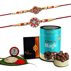(K2_418+419_CM) Rakhi Combo with Chocolate Magic, Rakhi & Chocolate for brother, Rakhi with chocolate, rakhi with gift, Rakhi Combo, Set of 2 Rakhi, Chocolate
