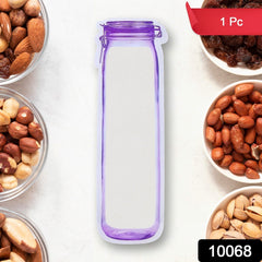 Transparent reusable food storage bag for snacks