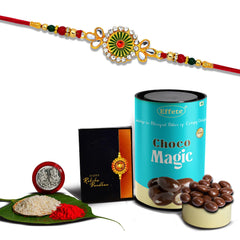 (K1_532_CM) Rakhi Combo with Chocolate Magic | stylish rakhi for brother | Rakhi & Chocolate for brother | rakhi brother | rakhi with gift | handmade rakhi | Set of 1