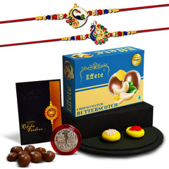 (K2_293+298_BS32) Rakhi Combo with Chocolate Butter Scotch 32gm, stylish rakhi for brother, Rakhi & Chocolate for brother, rakhi brother, rakhi with gift, handmade rakhi, Set of 2 Rakhi