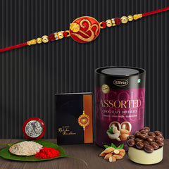 (K1_277_AS) Rakhi with Assorted Chocolate Dryfruits 96gm| Rakhi for brother with gift | handmade rakhi |rakhi combo for brother | stylish rakhi for brother | Set of 1 Rakhi |