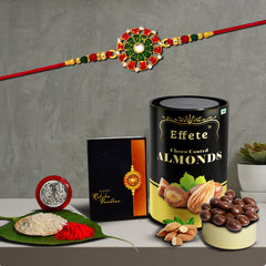 (K1_553_CA) Rakhi Combo & Chocolate Almonds 96gm| Rakhi & Chocolate for brother | Fancy Rakhis for men stylish | rakhi with gift | Rakhi Combo | Set of 1 | Chocolate