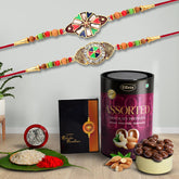 (K2_416+417_AS) Rakhi Combo with Assorted Chocolate Dryfruits 96gm| Rakhi for brother with gift | chocolate gift pack |rakhi with Chocolate Gift Hemper | Fancy Rakhi for men | Set of 2 |