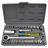 40-piece socket combination toolkit open in its portable case