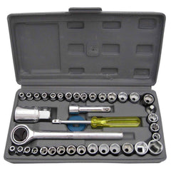 40-piece socket combination toolkit open in its portable case