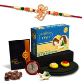 (K1_257_RDS) Multicolor Ganesh Rakhi Combo withSilver Color Pooja Coin, Roli Chawal & Greeting Card, Occasion, Rakhi for brother with gift, rakhi with Gift Hemper, Bracelets for men,