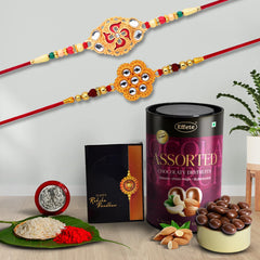 (K2_528+531_AS) Rakhi Combo & Assorted Chocolate Dryfruits 96gm| Rakhi & Chocolate for brother | Fancy Rakhis for men stylish | rakhi with gift | Rakhi Combo | Set of 2 | Chocolate