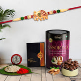 (K1_282_AS) Rakhi Combo with Assorted Chocolate Dryfruits 96gm | stylish rakhi for brother | Rakhi & Chocolate for brother | rakhi brother | rakhi with gift | handmade rakhi | Set of 1