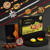 Bhai Rakhi | Ganesh Rakhi | Chocolate with Rakhi | Design Rakhi Combo with Chocolate Almonds 32gm (K5_NC88_CA32)