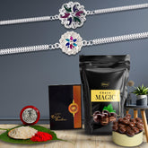 (K2_A69+B2_SP) Multicolor Rakhi for Brother | Rakhi Combo with Chocolate Magic 32gm | Rakhi for Brother with Gift | Bracelets for Men