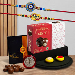 (K2_273+275_EM32) Rakhi Combo with Chocolate Magic 32gm, stylish rakhi for brother, Rakhi & Chocolate for brother, rakhi brother, rakhi with gift, handmade rakhi, Set of 2 Rakhi