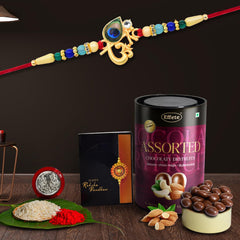 (K1_438_AS) Rakhi Combo with Assorted Chocolate Dryfruits 96gm, Rakhi & Chocolate for brother, Rakhi with chocolate, rakhi with gift, Rakhi Combo, Set of 1 Rakhi, Chocolate
