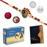 Boy's Multicolor Bracelet/ Rakhi (K1_513_Bs32) & Chocolate Butter Scotch With Silver Color Pooja Coin, Roli Chawal & Greeting Card, Occasion,Set Of 1 Rakhi