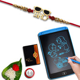 "Bro" Rakhi with LCD Writing Pad/Tablet for Kids with Silver Color Pooja Coin & Greeting Card | Occasion | kids silver Rakhi | Rakhi for brother with gift kids | gifts for Little brother | fancy Rakhi for brother | Set of 1 Rakhi (K1_901_1360)