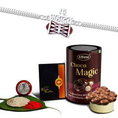 (K1_415_AS) Rakhi Combo with Assorted Chocolate Dryfruits 96gm| Rakhi for brother with gift | Fancy Rakhis for men stylish |rakhi combo for brother | Set of 1 Rakhi | Chocolate |